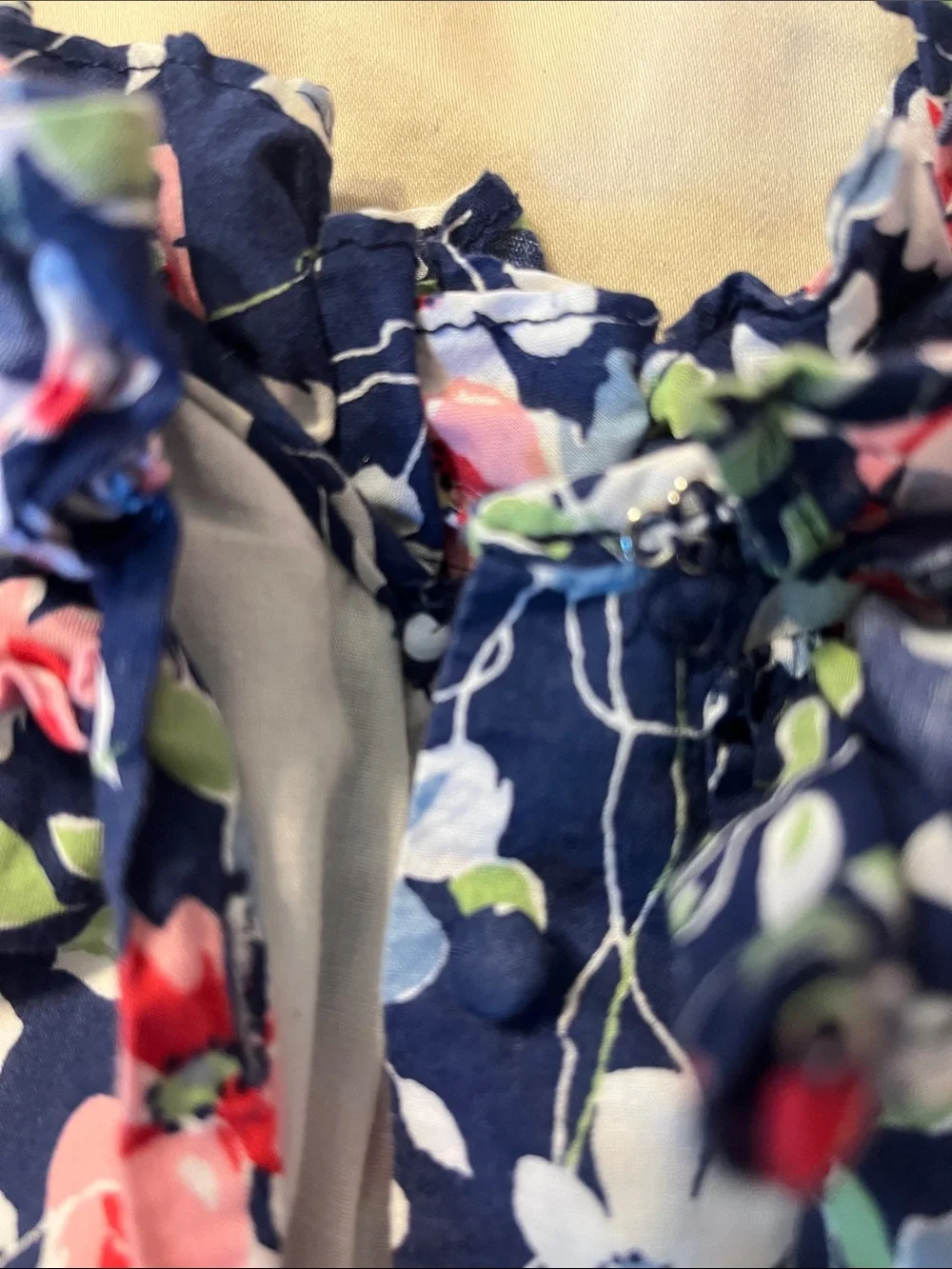 Ralph Lauren Navy Floral Ruffle Dress